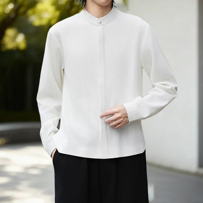 Giacca in velluto a coste a maniche lunghe con apertura frontale e tinta unita Buddha Stones, camicia kimono in cotone e lino da uomo - Image 26
