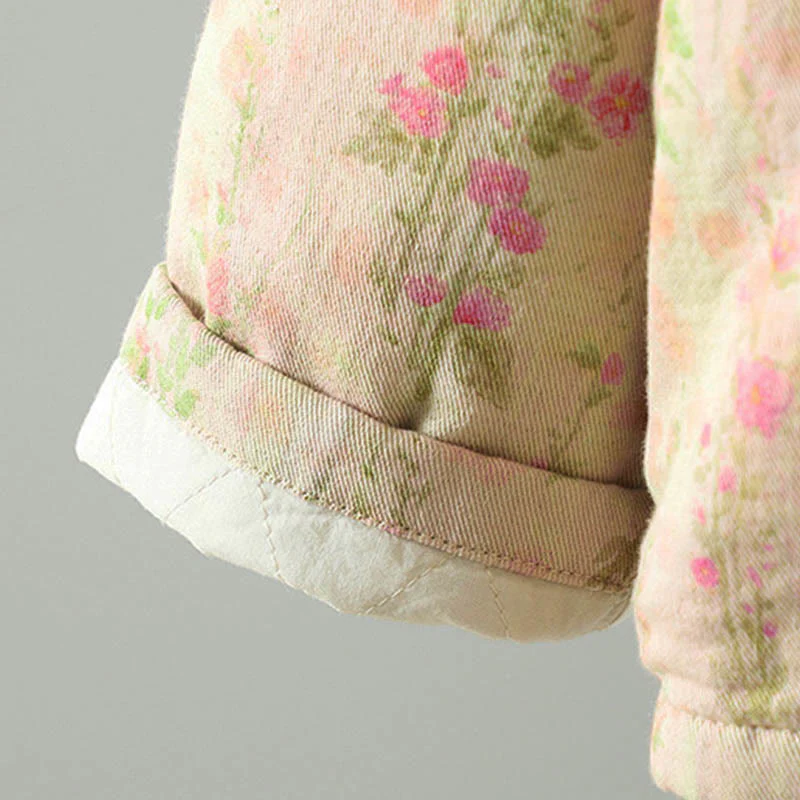 Giacca termica da donna in cotone a maniche lunghe con patchwork di pizzo invernale Buddha Stones e tasche - Image 11