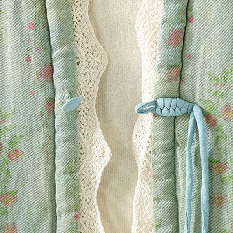 Giacca termica da donna in cotone a maniche lunghe con patchwork di pizzo invernale Buddha Stones e tasche - Image 19