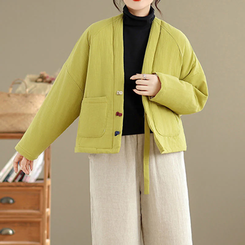 Giacca termica invernale da donna in cotone a maniche lunghe Buddha Stones con tasche - Image 32