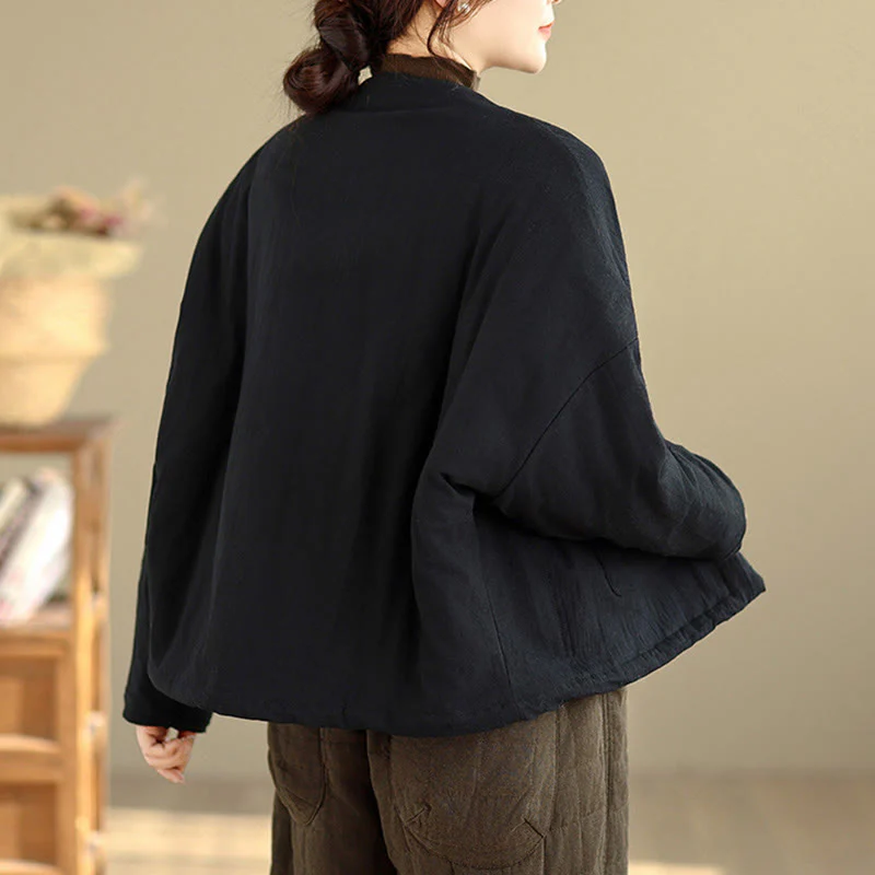 Giacca termica invernale da donna in cotone a maniche lunghe Buddha Stones con tasche - Image 4