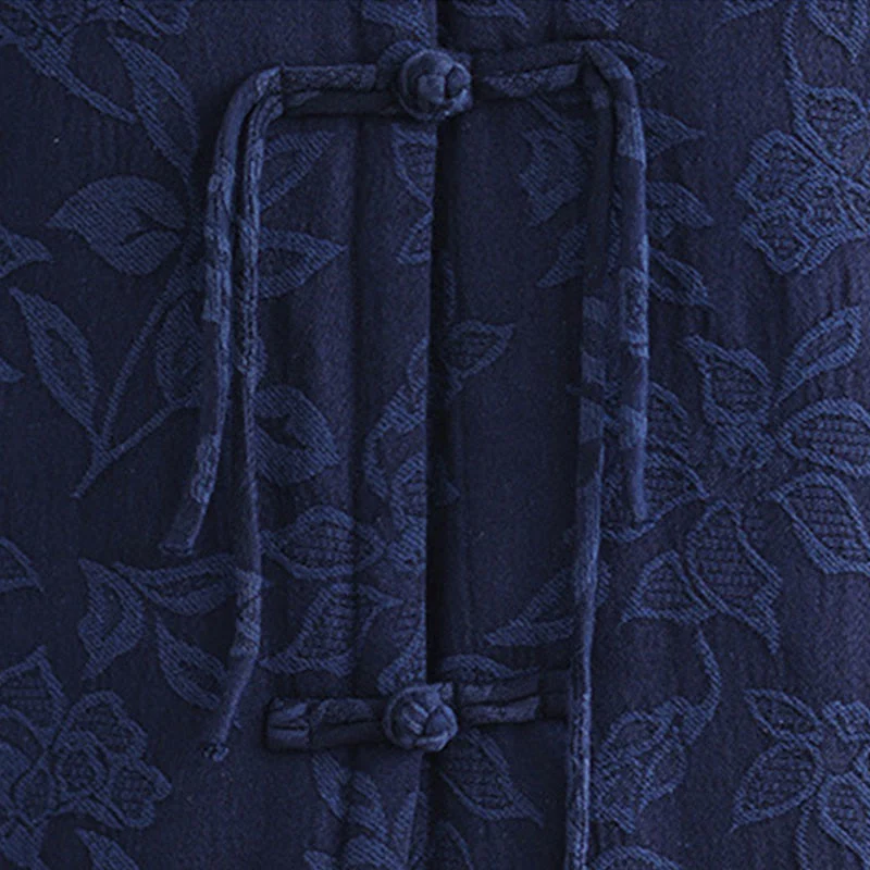 Gilet da donna in cotone senza maniche con tasche, motivo jacquard con Buddha Stones bottoni a rana - Image 8