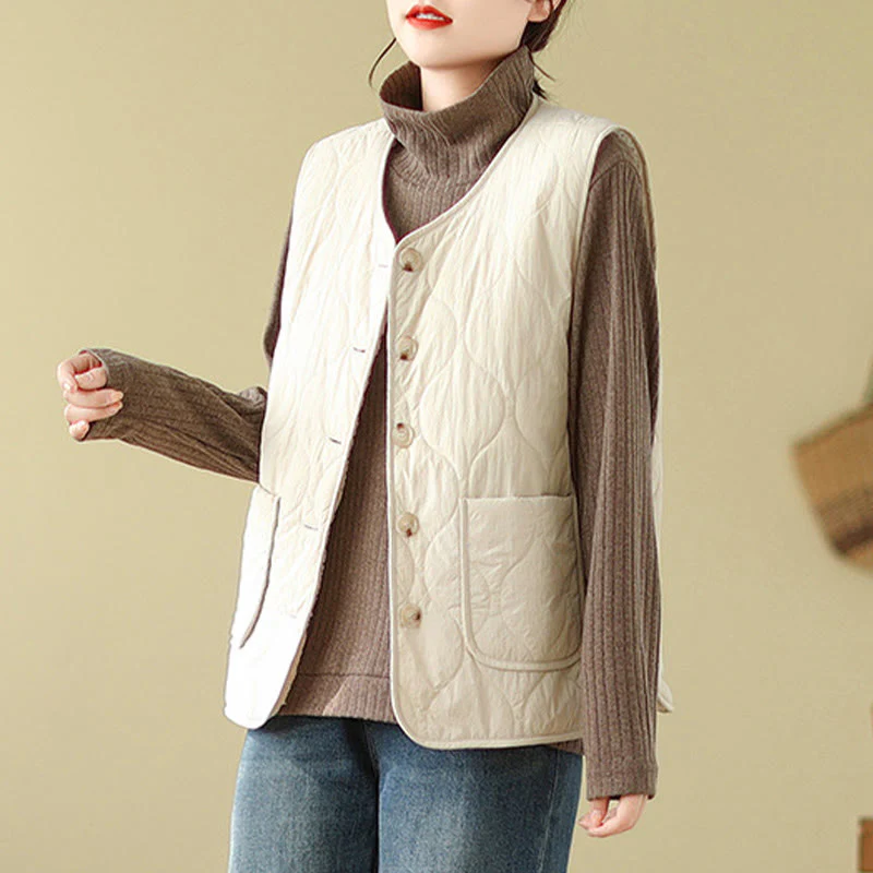 Gilet senza maniche in fibra di viscosa con tasche, stile double-face, stile Buddha Stones da donna - Image 16