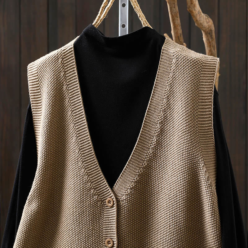 Gilet da donna in maglia di cotone senza maniche con ricamo a forma di albero di coniglio , Buddha Stones - Image 17