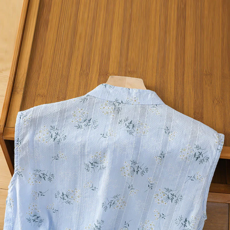 Gilet senza maniche in cotone da donna con motivo floreale a forma di rana cinese, motivo retrò con Buddha Stones - Image 29