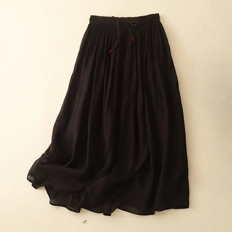 Gonna da donna con coulisse in vita elasticizzata e tinta unita, modello Buddha Stones Summer - Image 13