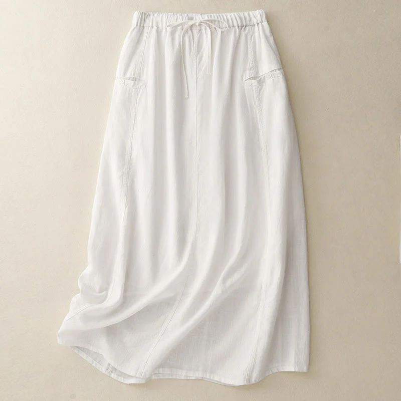 Gonna da donna in cotone con coulisse e vita elastica a trapezio, motivo Buddha Stones - Image 6