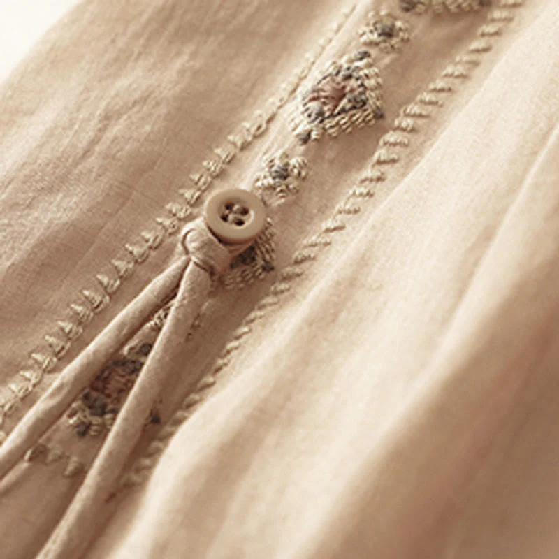 Gonna da donna in cotone e lino, lunghezza 7-8, con bottoni ricamati in stile etnico vintage Buddha Stones - Image 11