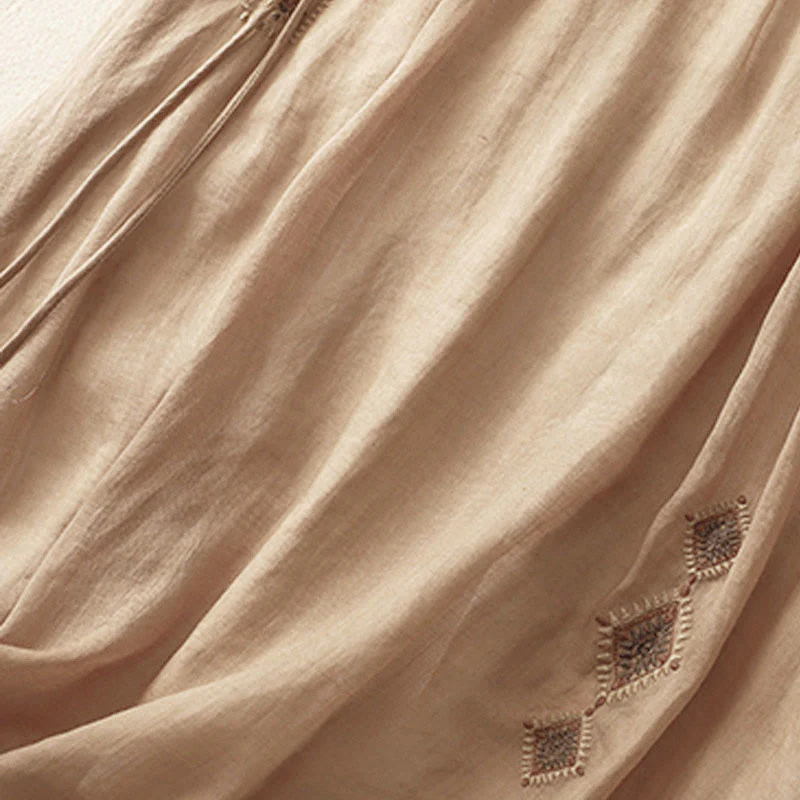 Gonna da donna in cotone e lino, lunghezza 7-8, con bottoni ricamati in stile etnico vintage Buddha Stones - Image 13