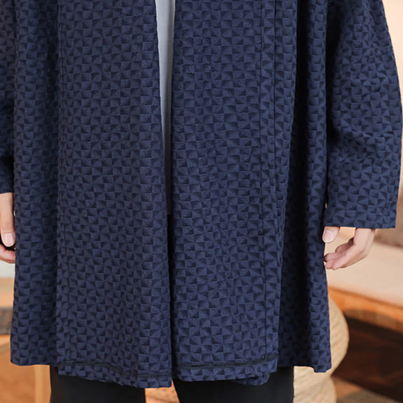 Kimono da uomo in cotone a maniche lunghe con motivo semplice in jacquard invernale Buddha Stones - Image 14