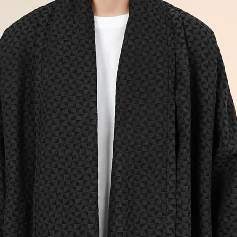Kimono da uomo in cotone a maniche lunghe con motivo semplice in jacquard invernale Buddha Stones - Image 24