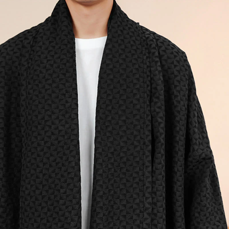 Kimono da uomo in cotone a maniche lunghe con motivo semplice in jacquard invernale Buddha Stones - Image 25