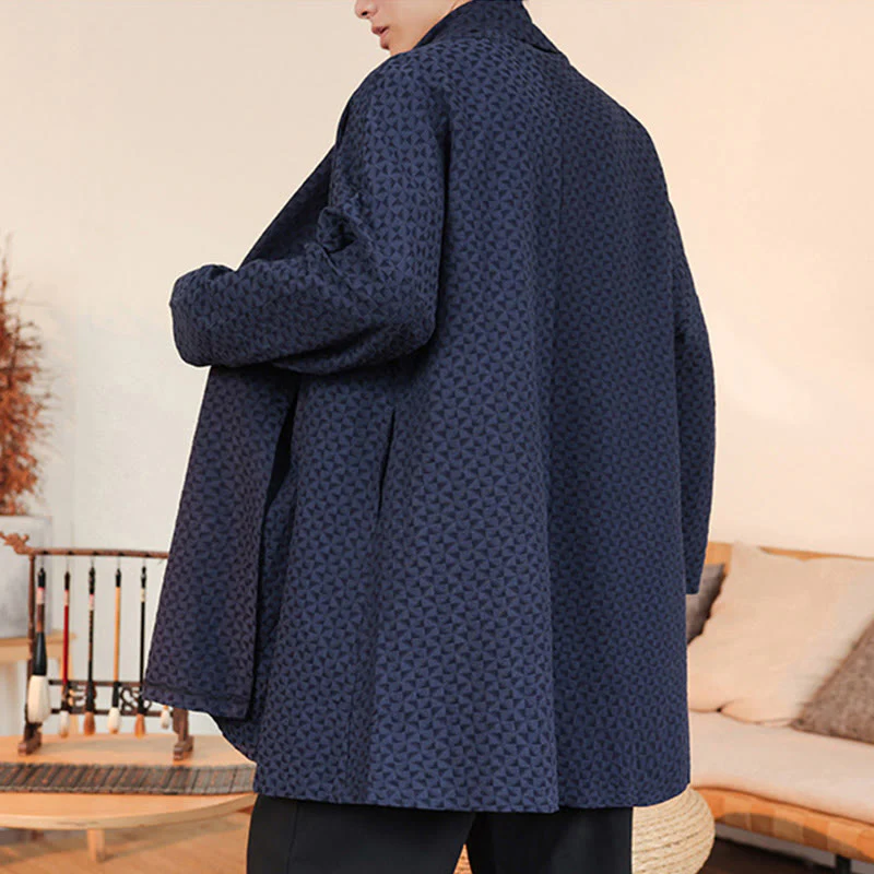 Kimono da uomo in cotone a maniche lunghe con motivo semplice in jacquard invernale Buddha Stones - Image 6