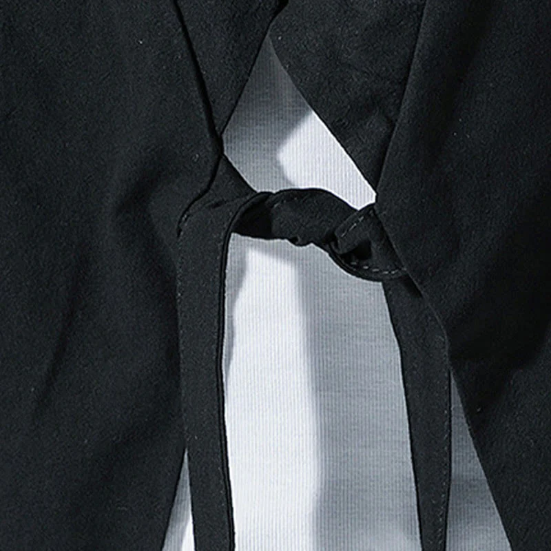 Giacca aperta sul davanti in cotone e lino da uomo, kimono con maniche a tre quarti, stile Buddha Stones Tang Suit - Image 15