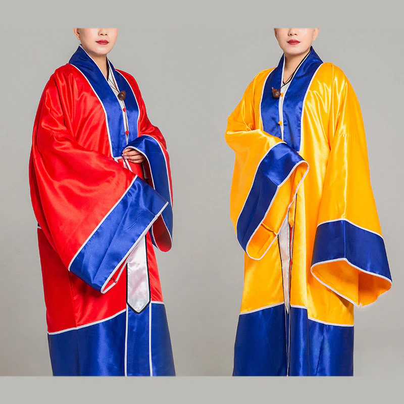 Kimono unisex con maniche lunghe e larghe, ricamo a gru Wudang, motivo Buddha Stones, per cerimonia Qigong Tai Chi.