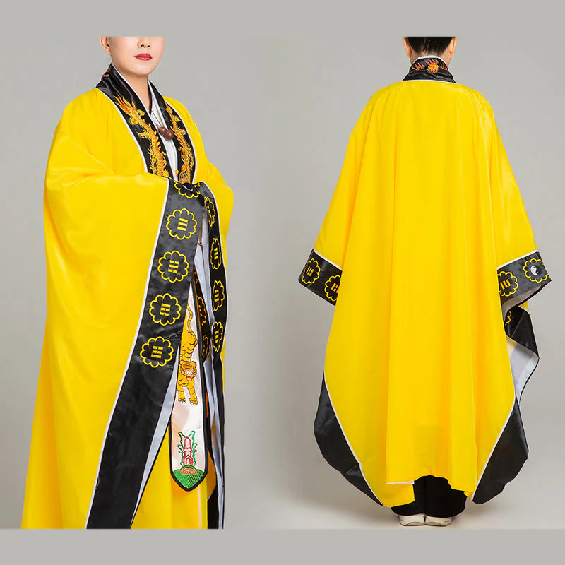 Kimono unisex con maniche lunghe e larghe, ricamo Wudang con Buddha Stones , drago e tigre, per cerimonia di Qigong - Image 10