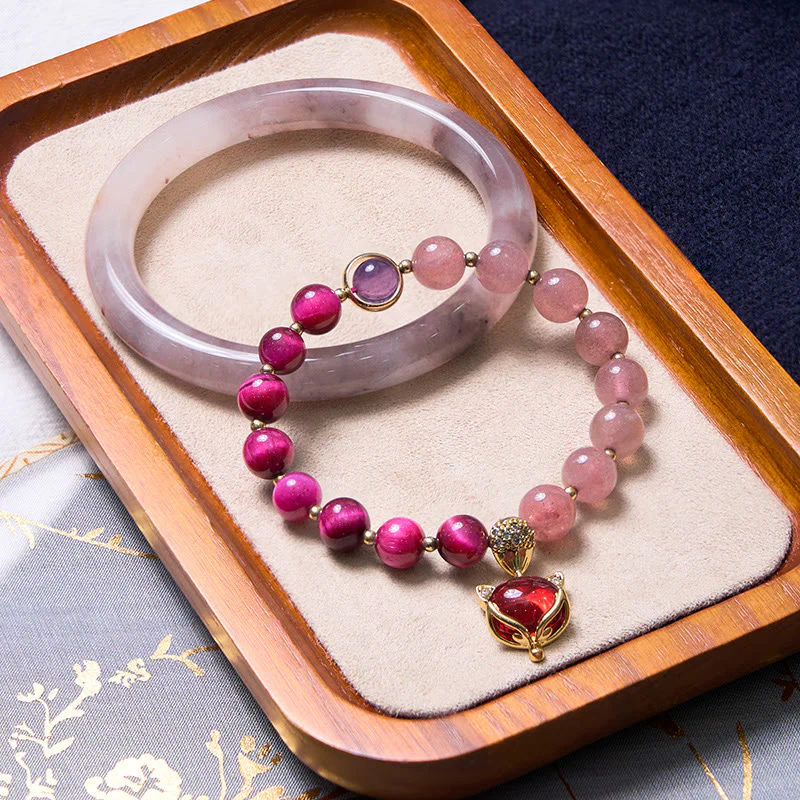 Le Buddha Stones esaltano la felicità e la gioia, set di braccialetti viola