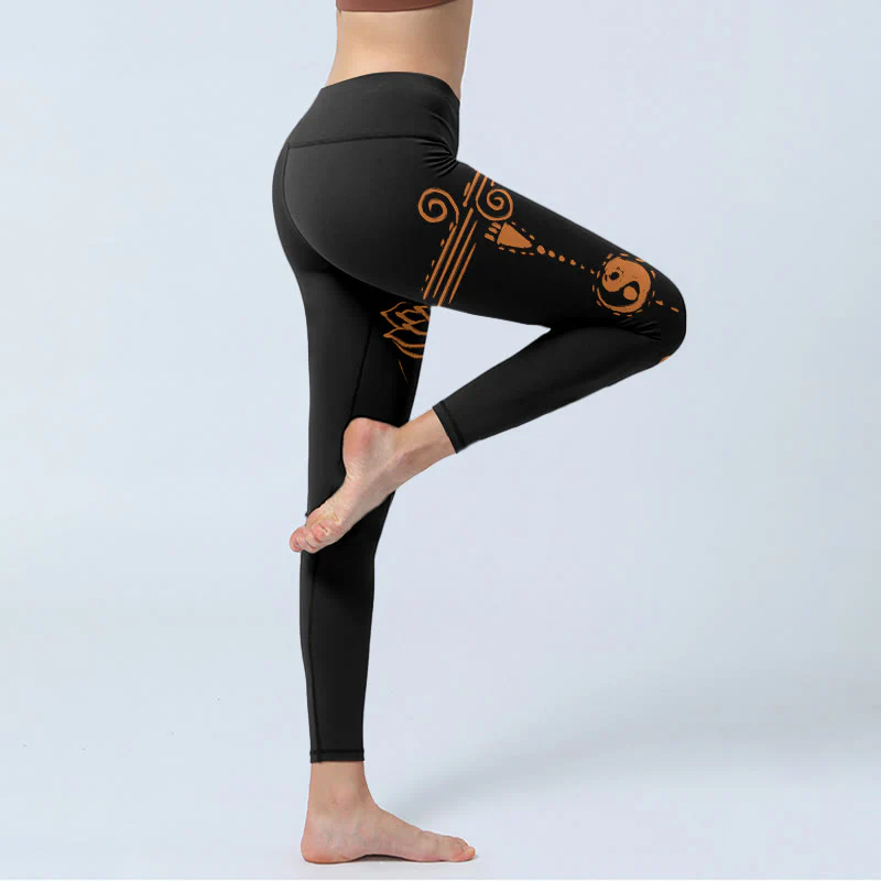 Leggings da palestra a forma di spirale di loto Buddha Stones, pantaloni da yoga da donna - Image 5