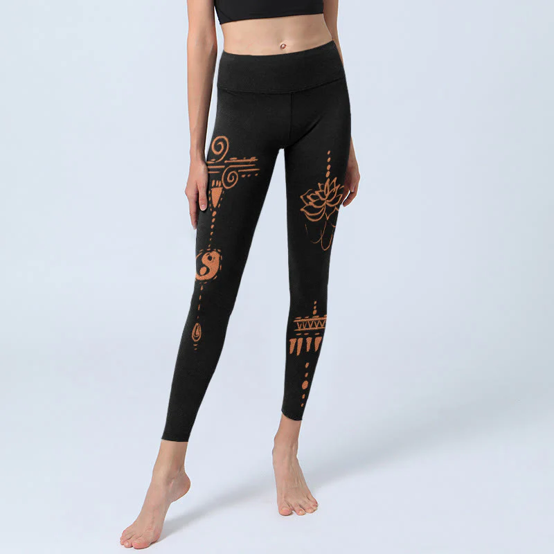 Leggings da palestra a forma di spirale di loto Buddha Stones, pantaloni da yoga da donna - Image 6