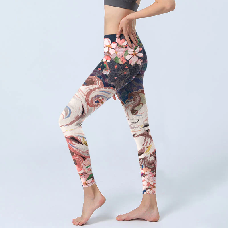 Leggings da palestra Buddha Stones Fox Cherry Blossoms Pantaloni da yoga da donna - Image 3
