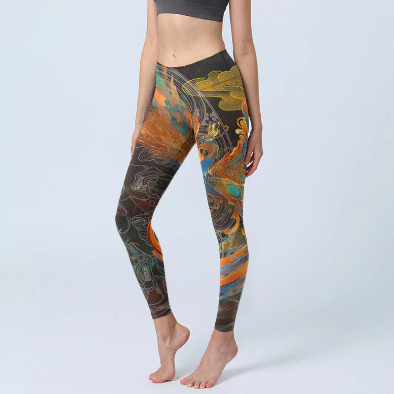 Leggings da palestra Buddha Stones Vibrant Phoenix da donna Pantaloni da yoga