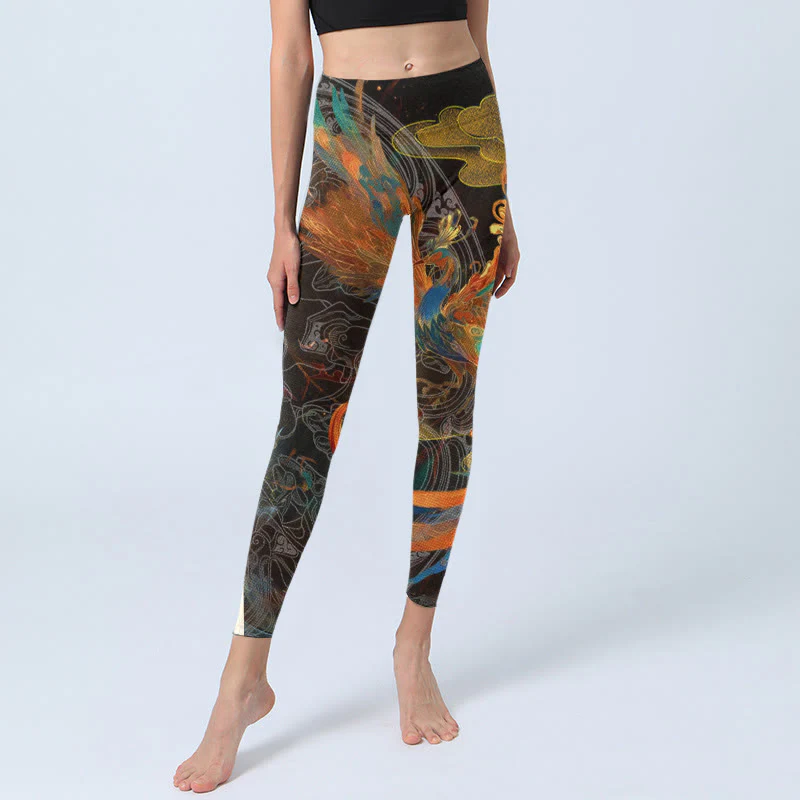 Leggings da palestra Buddha Stones Vibrant Phoenix da donna Pantaloni da yoga - Image 6