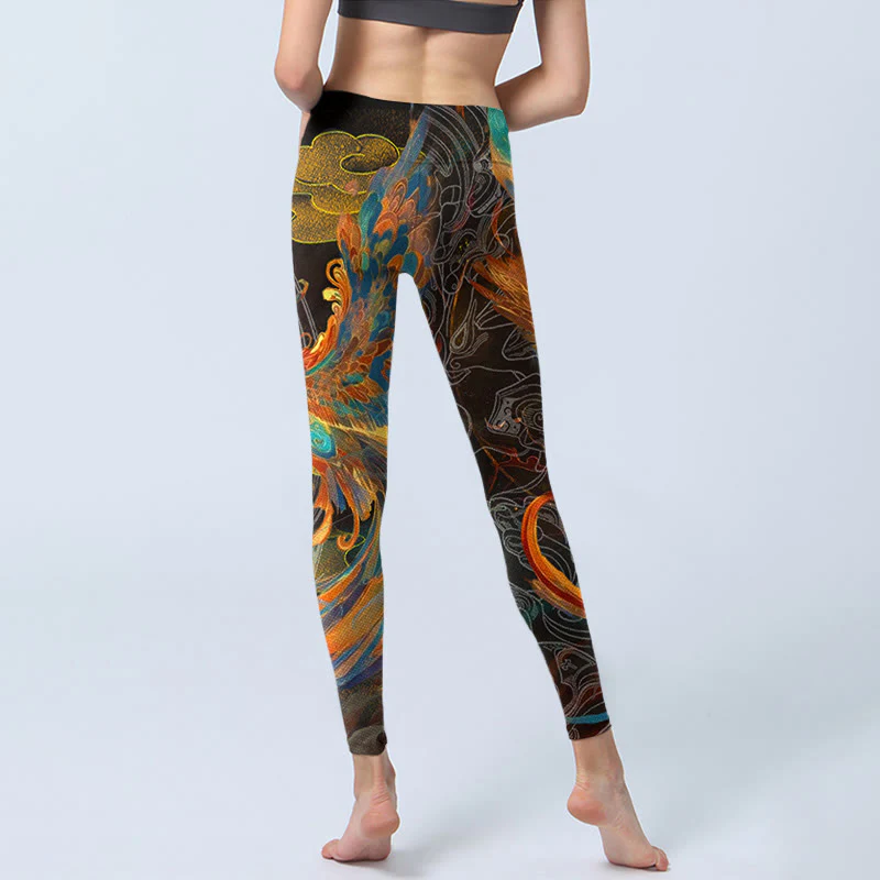 Leggings da palestra Buddha Stones Vibrant Phoenix da donna Pantaloni da yoga - Image 7