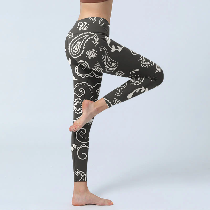 Leggings da palestra con motivo a teschio e ali, modello Buddha Stones Paisley, pantaloni da yoga da donna - Image 4
