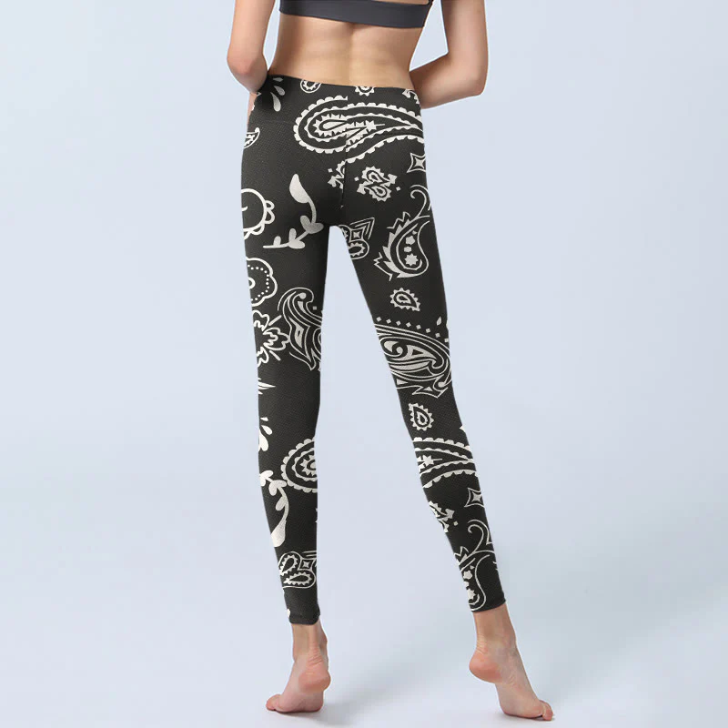 Leggings da palestra con motivo a teschio e ali, modello Buddha Stones Paisley, pantaloni da yoga da donna - Image 7