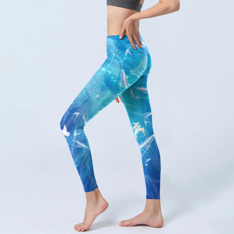 Leggings da palestra con stampa Buddha Stones Fish In The Ocean, pantaloni da yoga da donna - Image 3