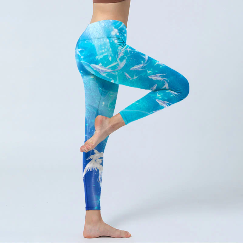 Leggings da palestra con stampa Buddha Stones Fish In The Ocean, pantaloni da yoga da donna - Image 4