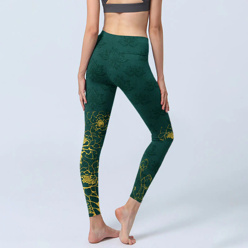 Leggings da palestra con stampa Buddha Stones Lotus Buddha Image Pattern, pantaloni da yoga da donna - Image 5