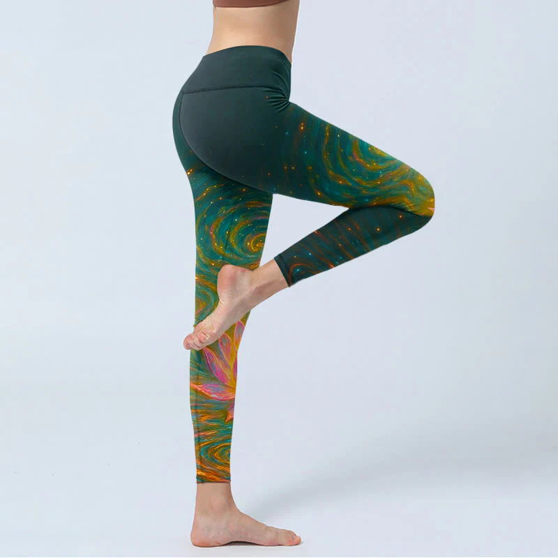 Leggings da palestra con stampa di increspature dell'acqua di loto, modello Buddha Stones, pantaloni da yoga da donna - Image 5