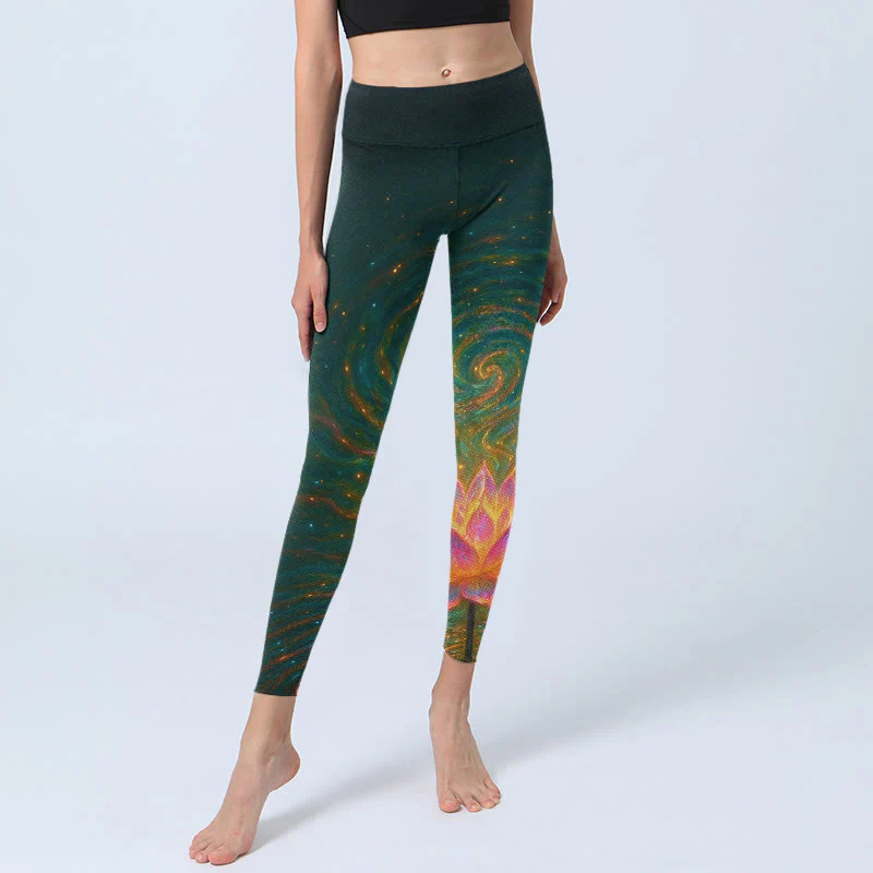 Leggings da palestra con stampa di increspature dell'acqua di loto, modello Buddha Stones, pantaloni da yoga da donna - Image 6
