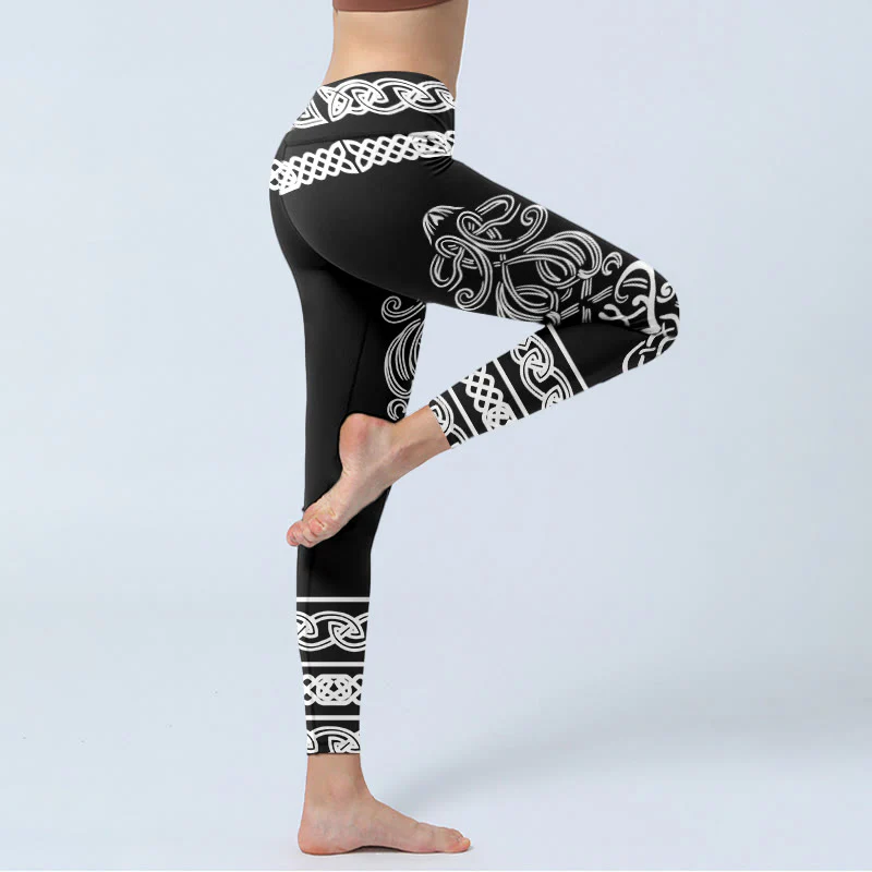 Leggings da palestra con stampa di nodi celtici simmetrici Buddha Stones, pantaloni da yoga da donna - Image 5