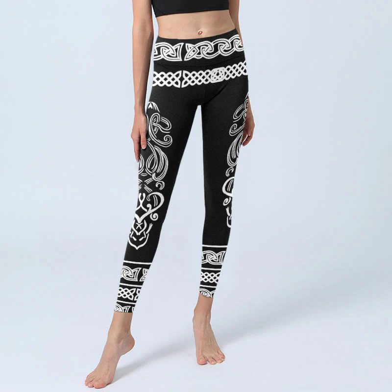 Leggings da palestra con stampa di nodi celtici simmetrici Buddha Stones, pantaloni da yoga da donna - Image 6