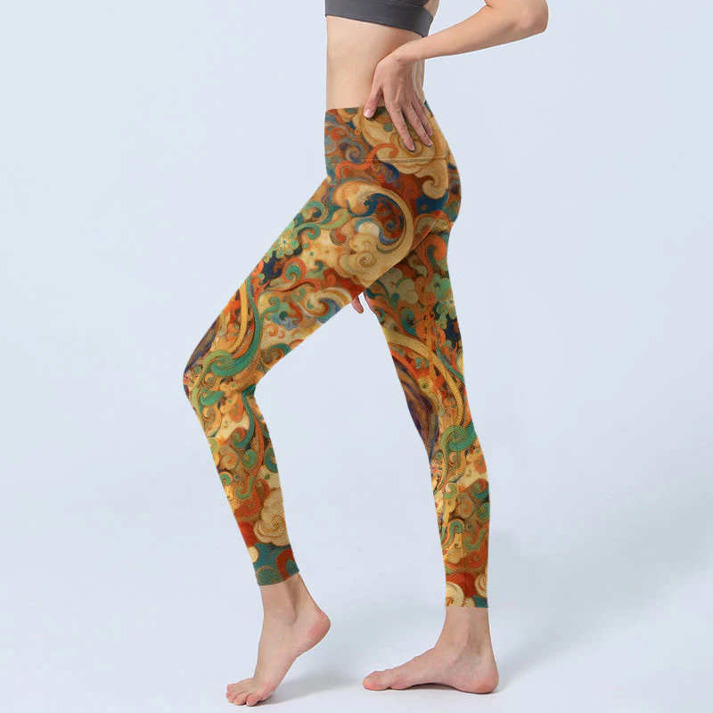 Leggings da palestra con stampa di nuvole di fate, modello Buddha Stones, pantaloni da yoga da donna - Image 3