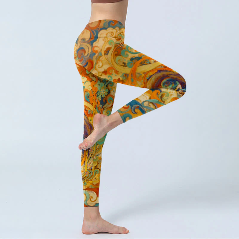 Leggings da palestra con stampa di nuvole di fate, modello Buddha Stones, pantaloni da yoga da donna - Image 4