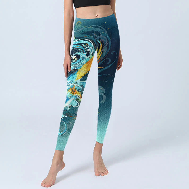 Leggings da palestra con stampa di nuvole e fenice, motivo Buddha Stones, pantaloni da yoga da donna - Image 6