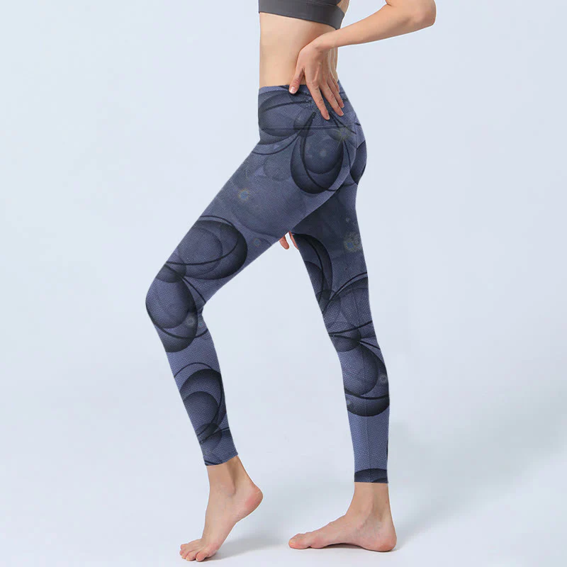 Leggings da palestra con stampa di petali astratti e Buddha Stones, pantaloni da yoga da donna - Image 3