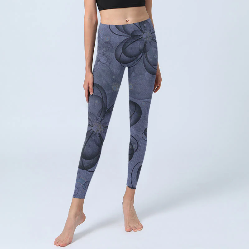 Leggings da palestra con stampa di petali astratti e Buddha Stones, pantaloni da yoga da donna - Image 6