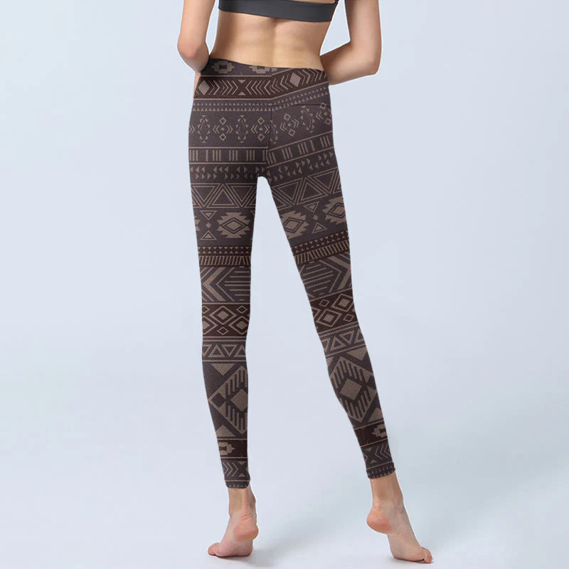 Leggings da palestra con stampa geometrica etnica Buddha Stones, pantaloni da yoga da donna - Image 7