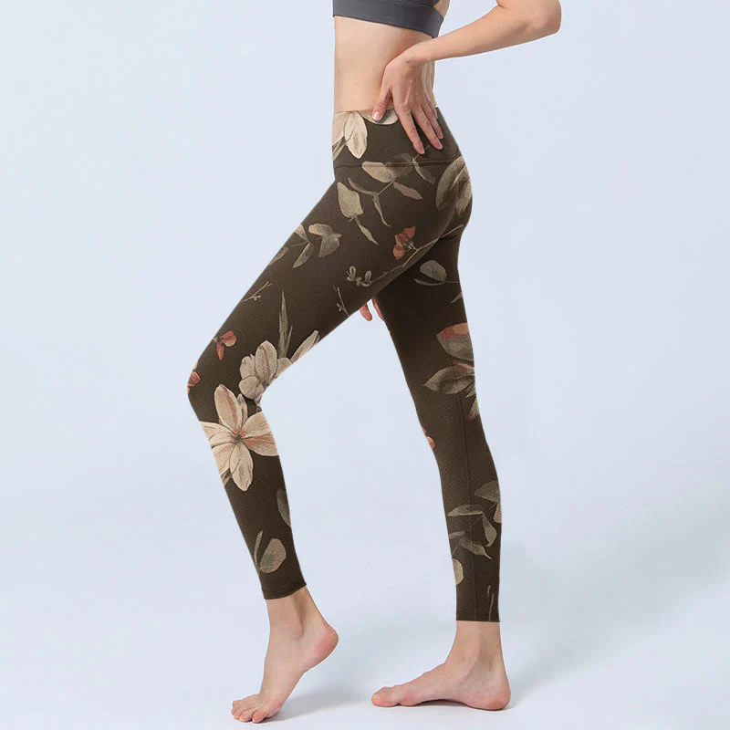 Leggings da palestra fitness con stampa di fiori bianchi viola Buddha Stones , pantaloni da yoga da donna - Image 11