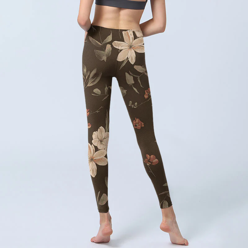 Leggings da palestra fitness con stampa di fiori bianchi viola Buddha Stones , pantaloni da yoga da donna - Image 15