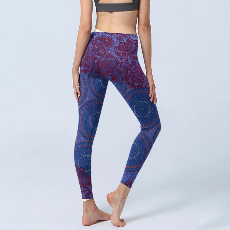 Leggings da palestra fitness con stampa mandala e bussola viola Buddha Stones , pantaloni da yoga da donna - Image 5