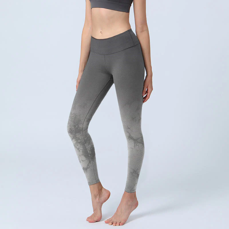 Leggings da yoga da donna con stampa floreale sfumata Buddha Stones