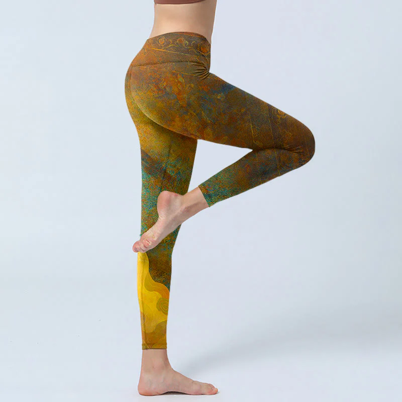 Leggings fitness in tessuto lycra con stampa Buddha Stones , nuvole di buon auspicio, pantaloni da yoga da donna - Image 6
