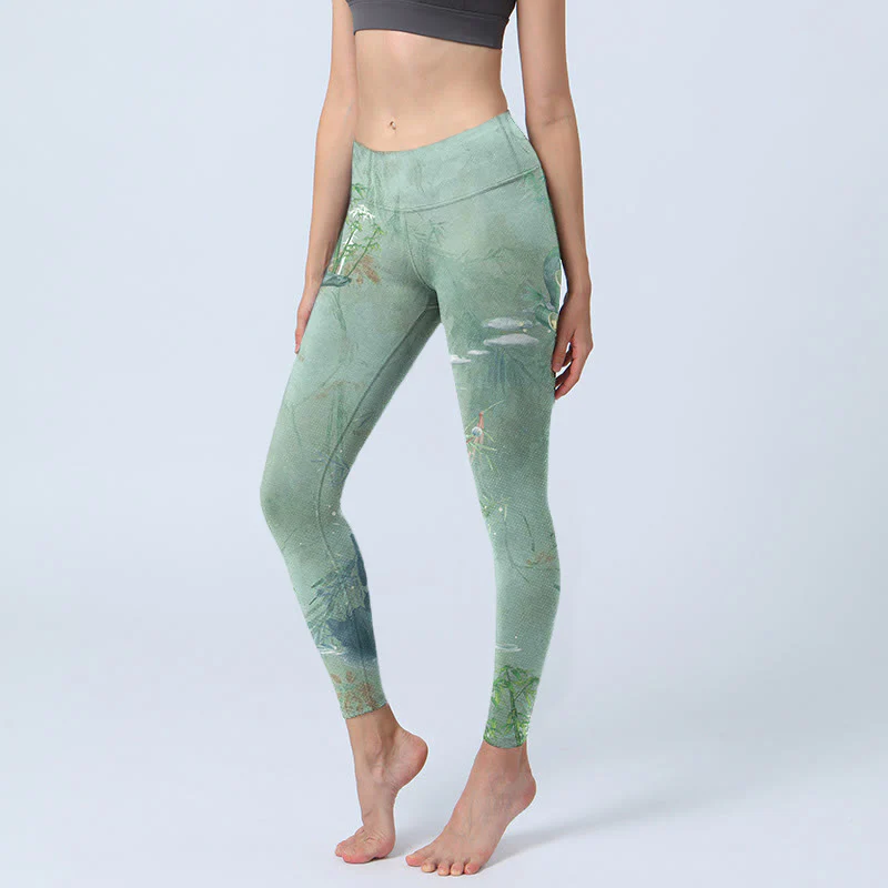 Leggings sportivi da fitness con stampa di pietre Buddha Stones , pantaloni da yoga da donna