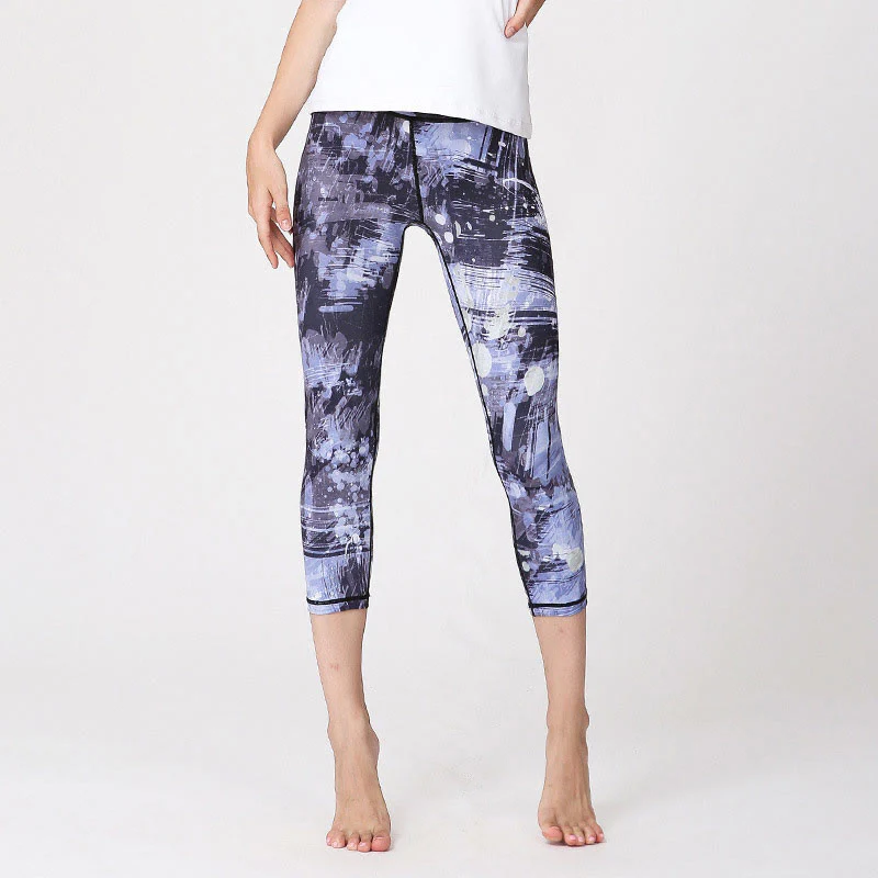 Leggings sportivi da yoga con stampa Buddha Stones Cherry Blossoms Sakura Lines Pantaloni capri da yoga da donna - Image 10