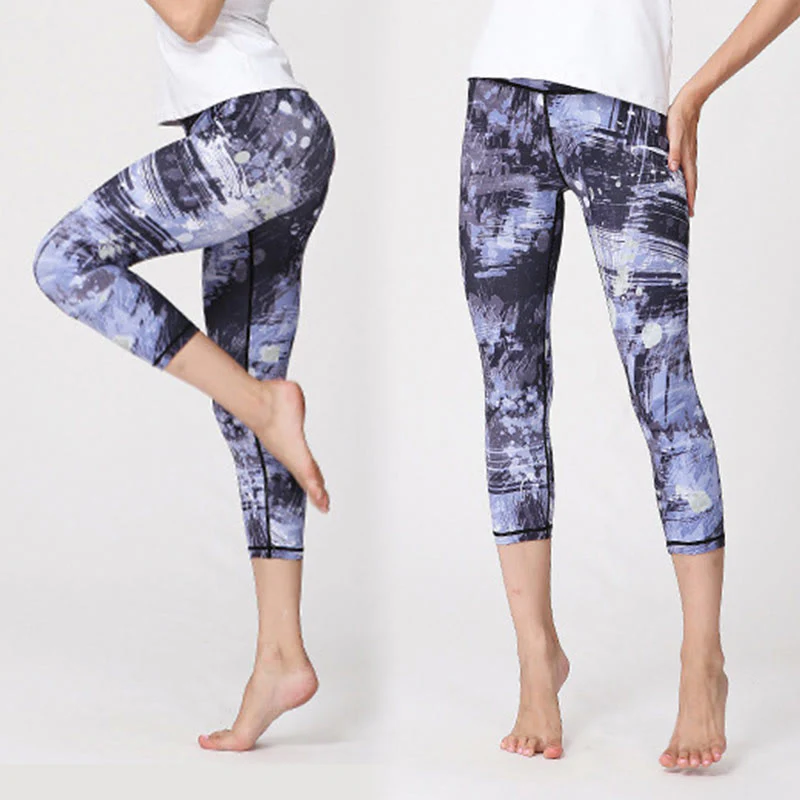 Leggings sportivi da yoga con stampa Buddha Stones Cherry Blossoms Sakura Lines Pantaloni capri da yoga da donna - Image 12
